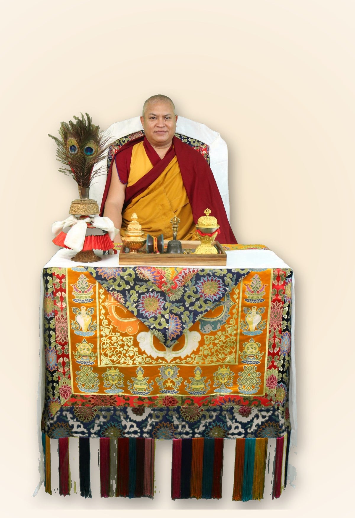 H.E. the 5th Bise Rinpoche on the teaching throne