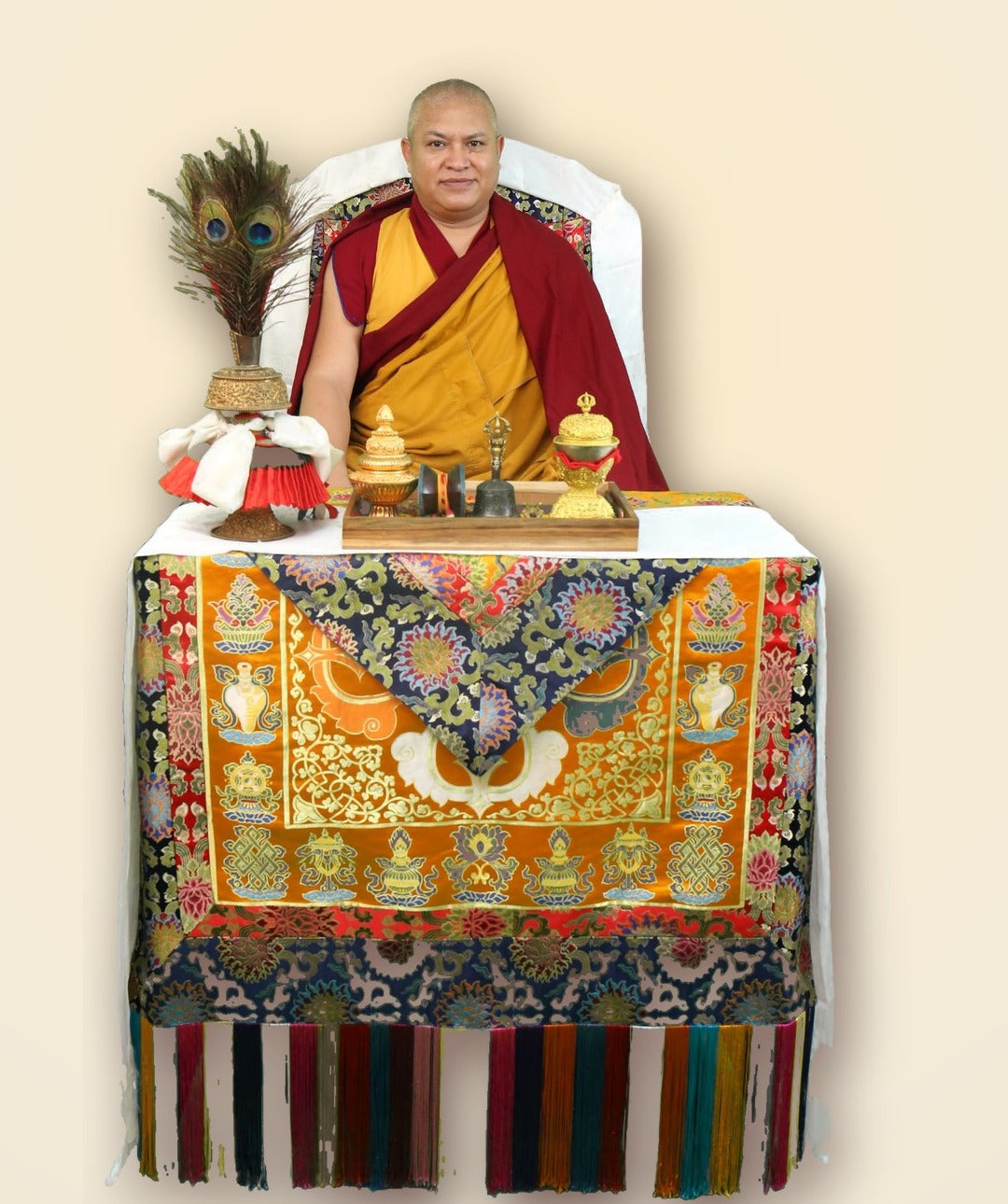 H.E. the 5th Bise Rinpoche on the teaching throne